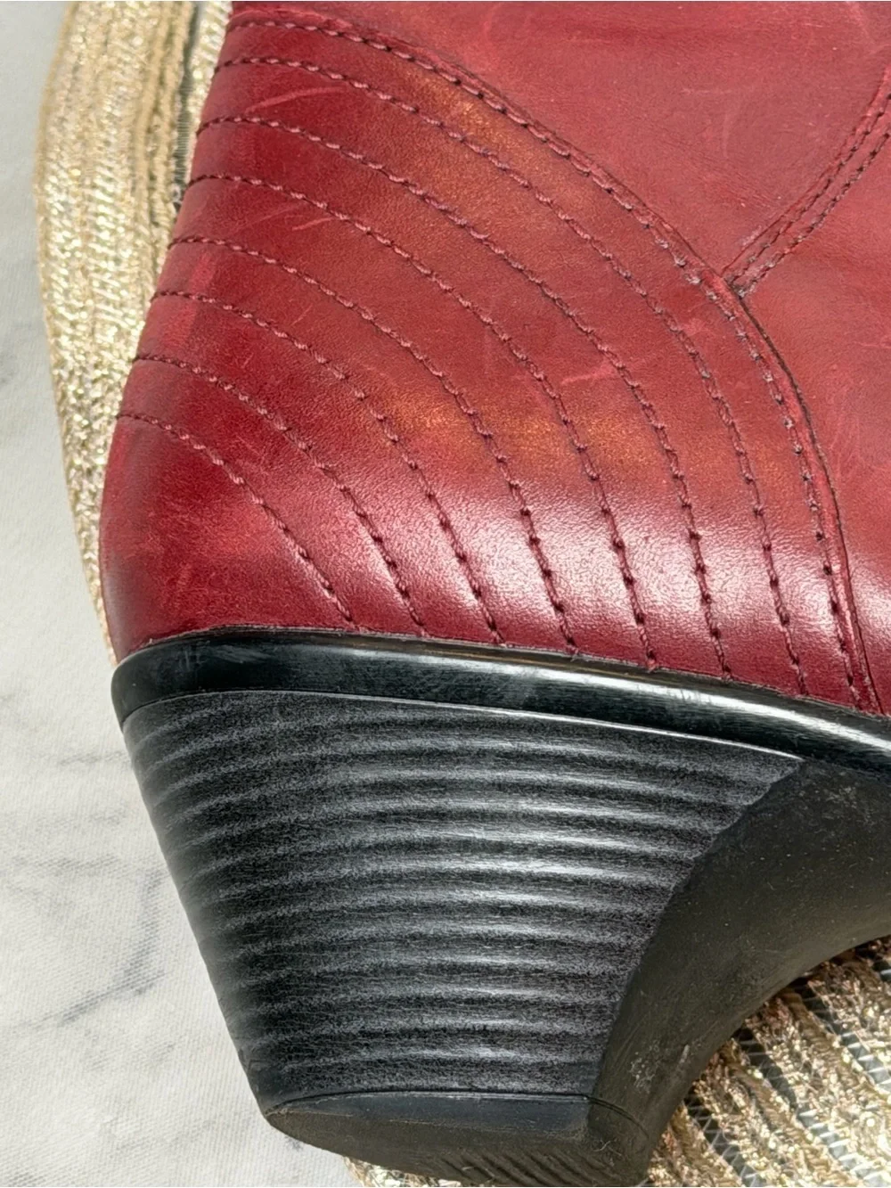 Dansko Dark Cherry Red Leather Ankle Booties Buckle Heeled Comfort Boots EU 40